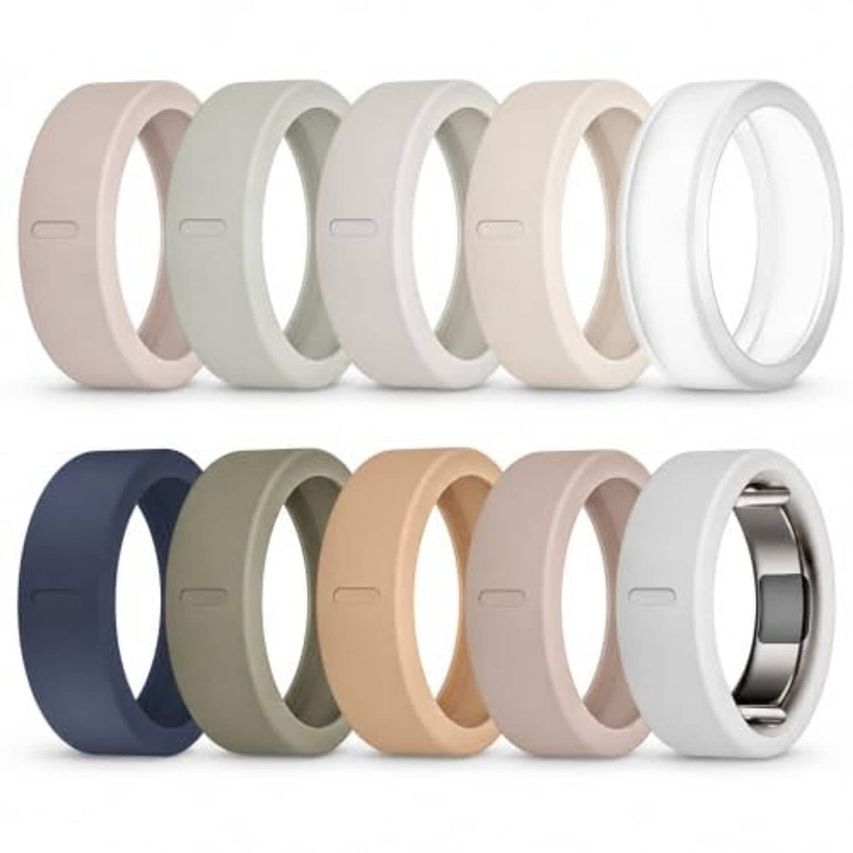 10-pack ring covers in beige, gray, navy, tan, and white, S size for Oura Gen 5