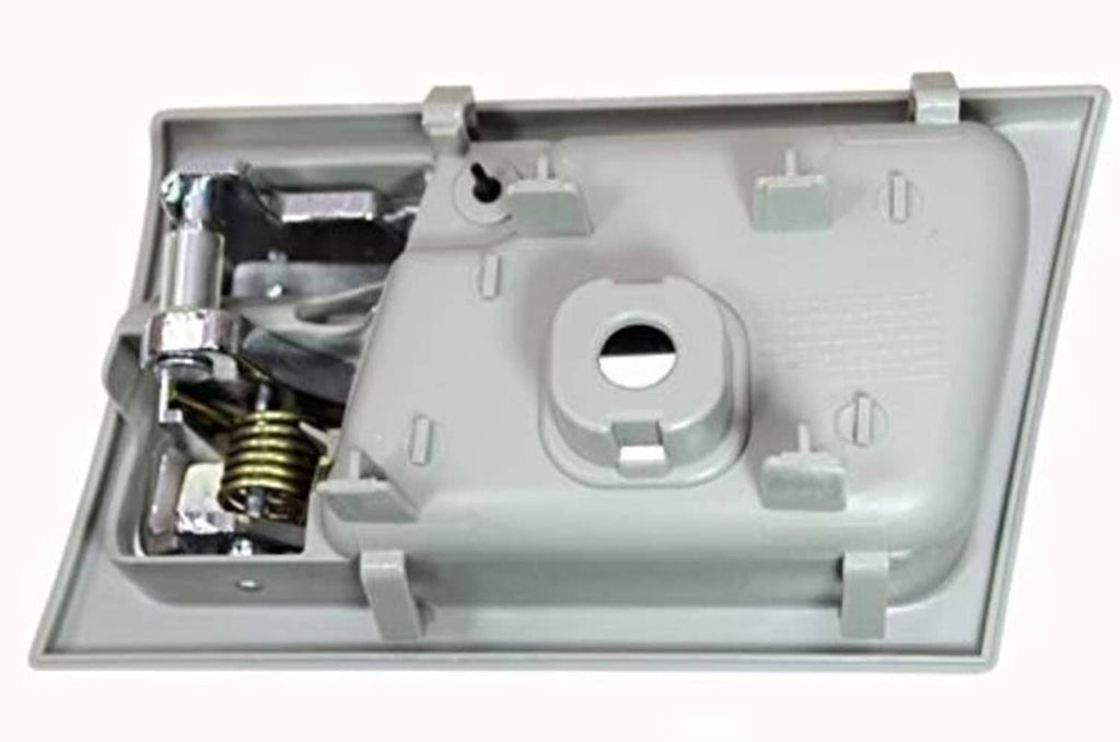 Gray interior door handle mechanism base with mounting bracket and screw points