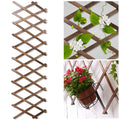 Dark brown wood lattice fence panel with crisscross slats