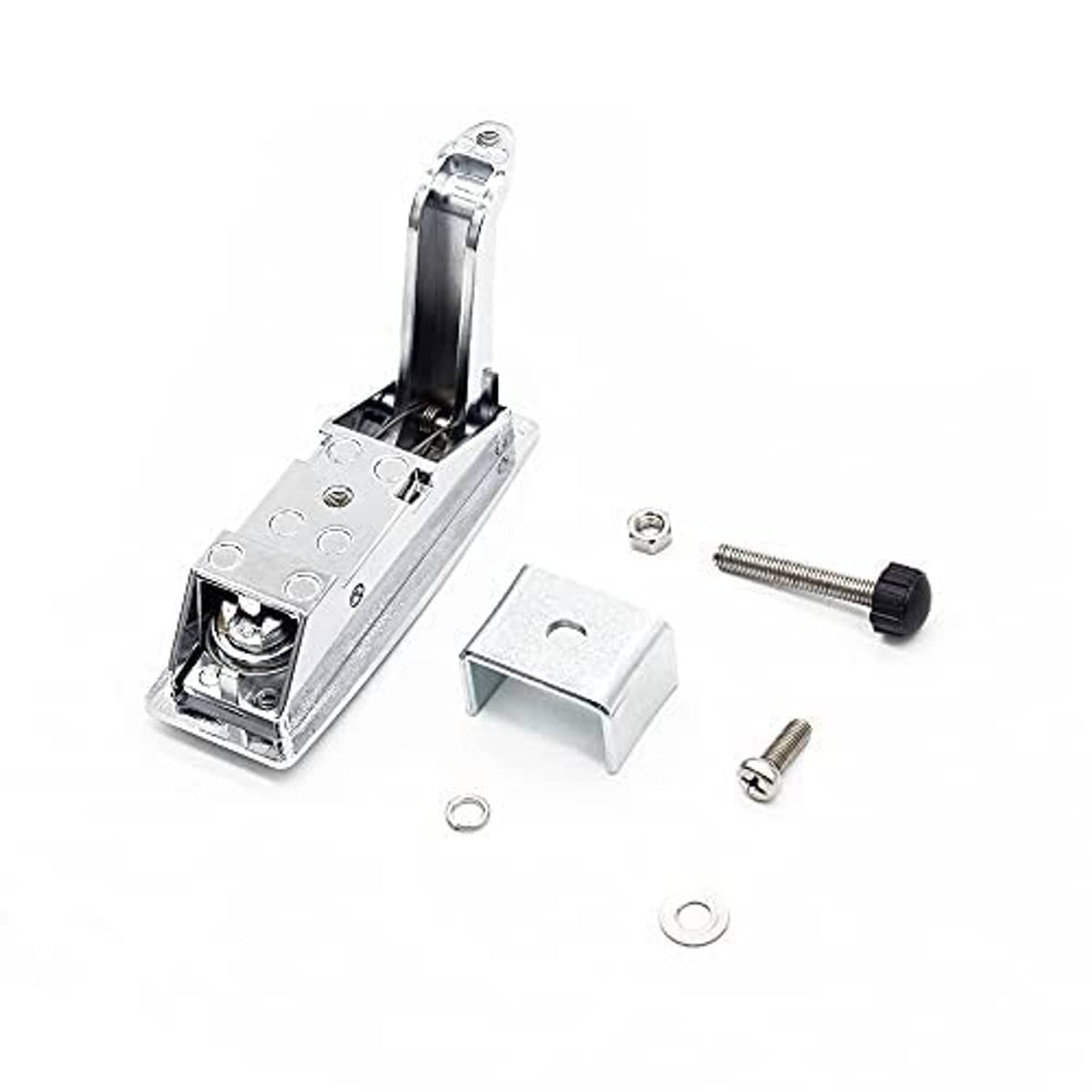 Silver latch lock parts kit with screws, bracket, spring, and ring