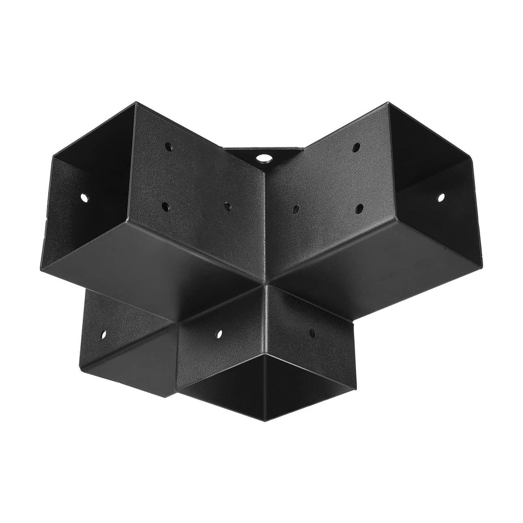 Uimoso black metal 4-way pergola bracket connector base with bolt holes