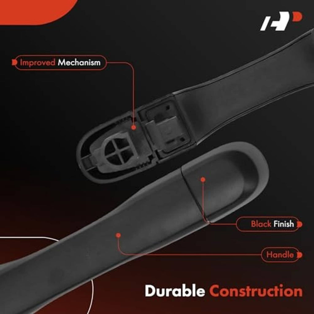 Exterior door handle underside detail with improved mechanism components, black finish