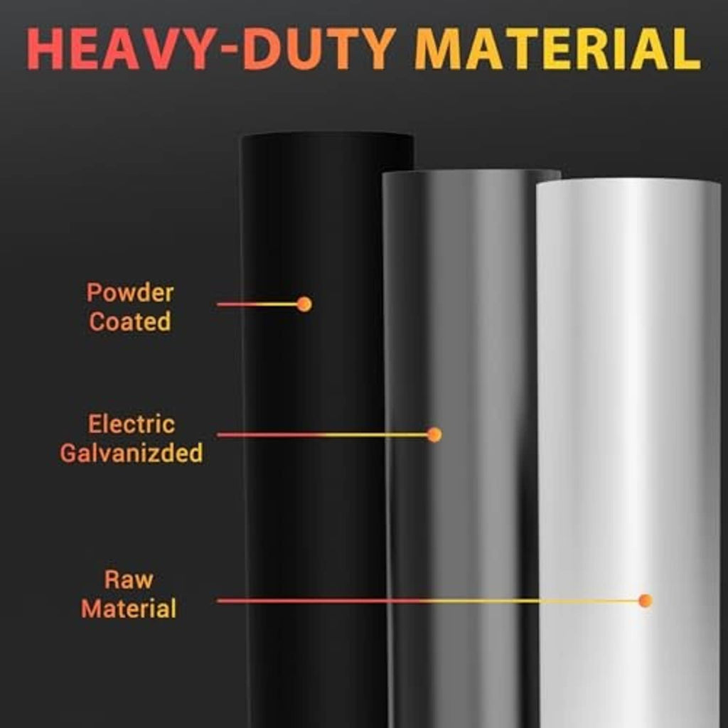 Black RV flag pole holder material diagram with coated and galvanized metal bars