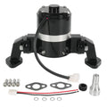 Black and silver electric water pump with mounting brackets and included fittings