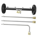 Undercarriage pressure washer attachment with 16 in cleaner bar, wheels, brass fittings