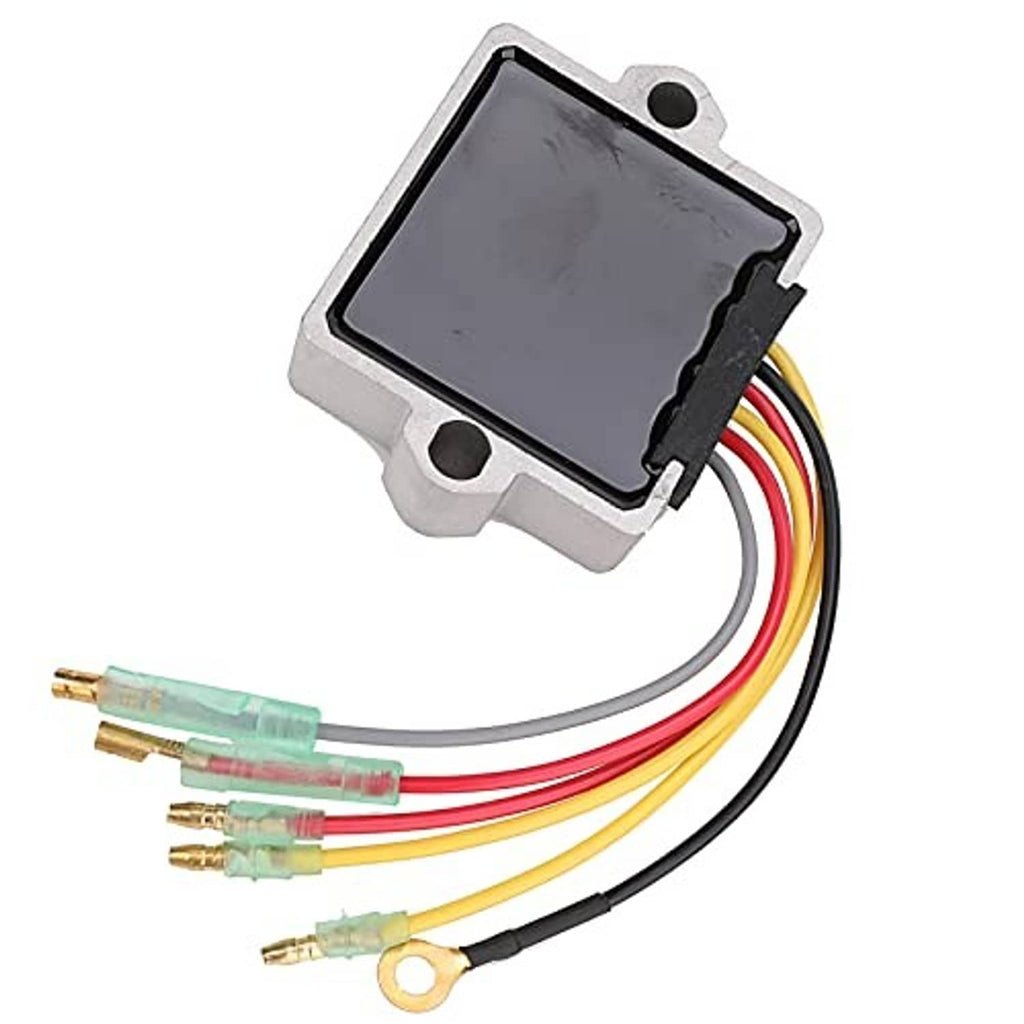 Voltage regulator rectifier unit with black module and bundled multi-color wire leads