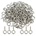 Small silver screw eye hanging hooks with loop heads and threaded shanks, assorted pieces