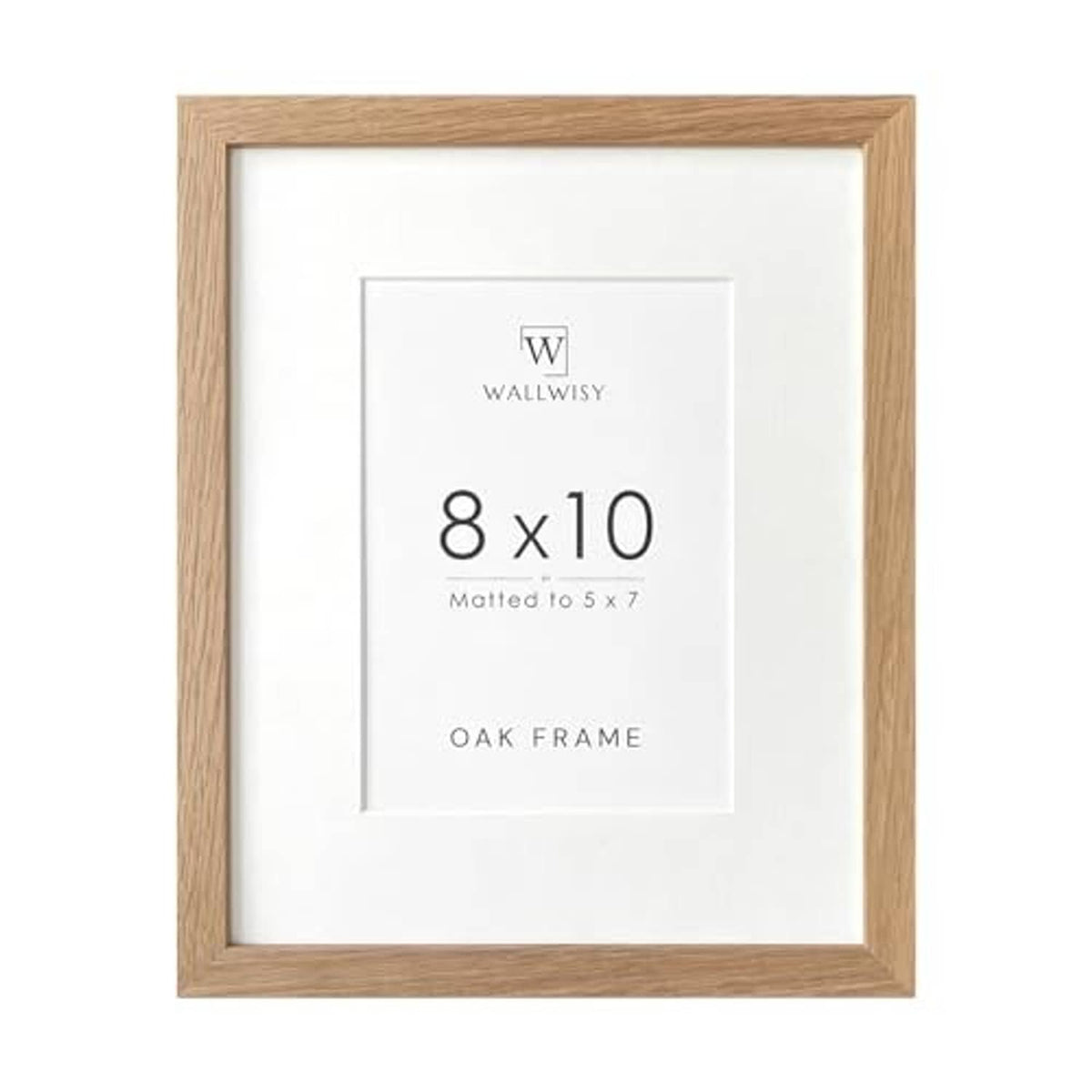 Natural oak 8x10 photo frame with white mat and clean front border