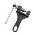 Metal motorcycle chain breaker tool with long T-handle and threaded press pin