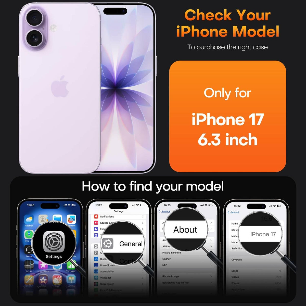 Clear iPhone 17 case with screen protector, translucent back and side buttons