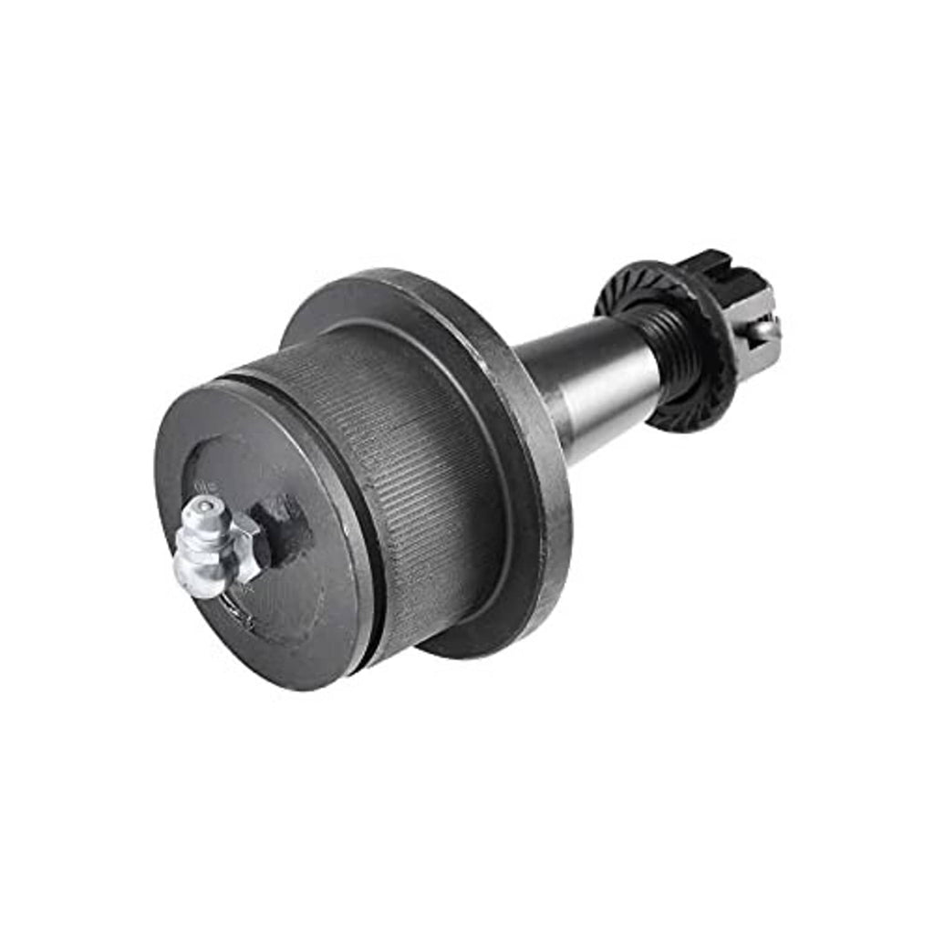 Front ball joint with black rubber boot and metal mounting base
