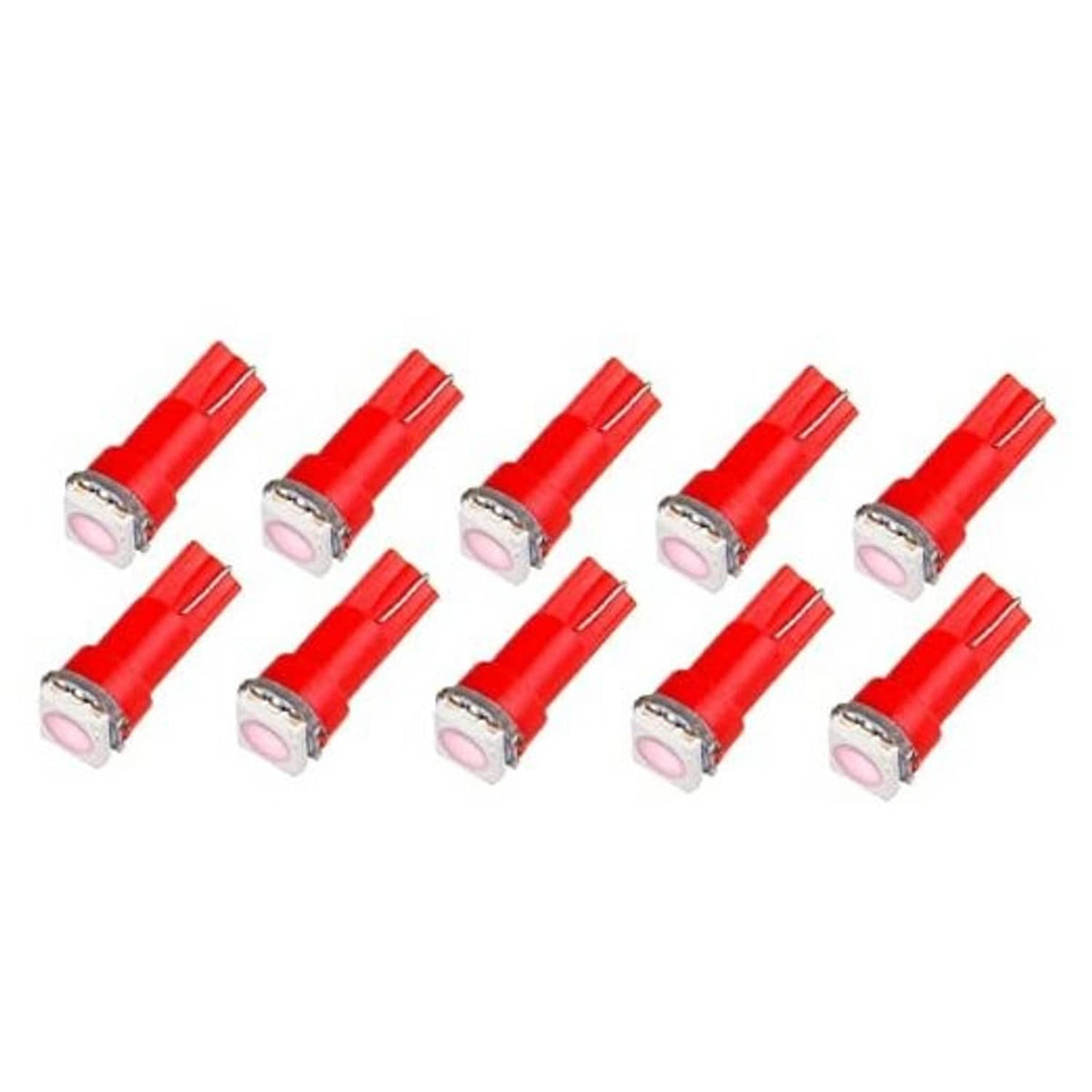 10-pack pink T5 LED wedge bulbs with red housing