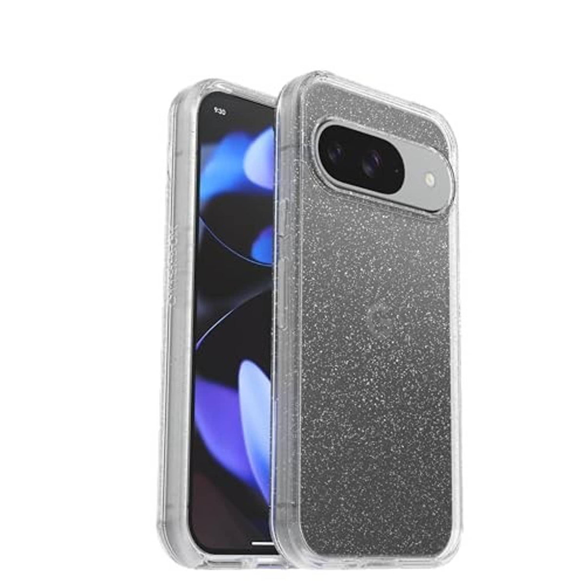 Clear glitter shockproof phone case with camera and side cutouts for Pixel 9