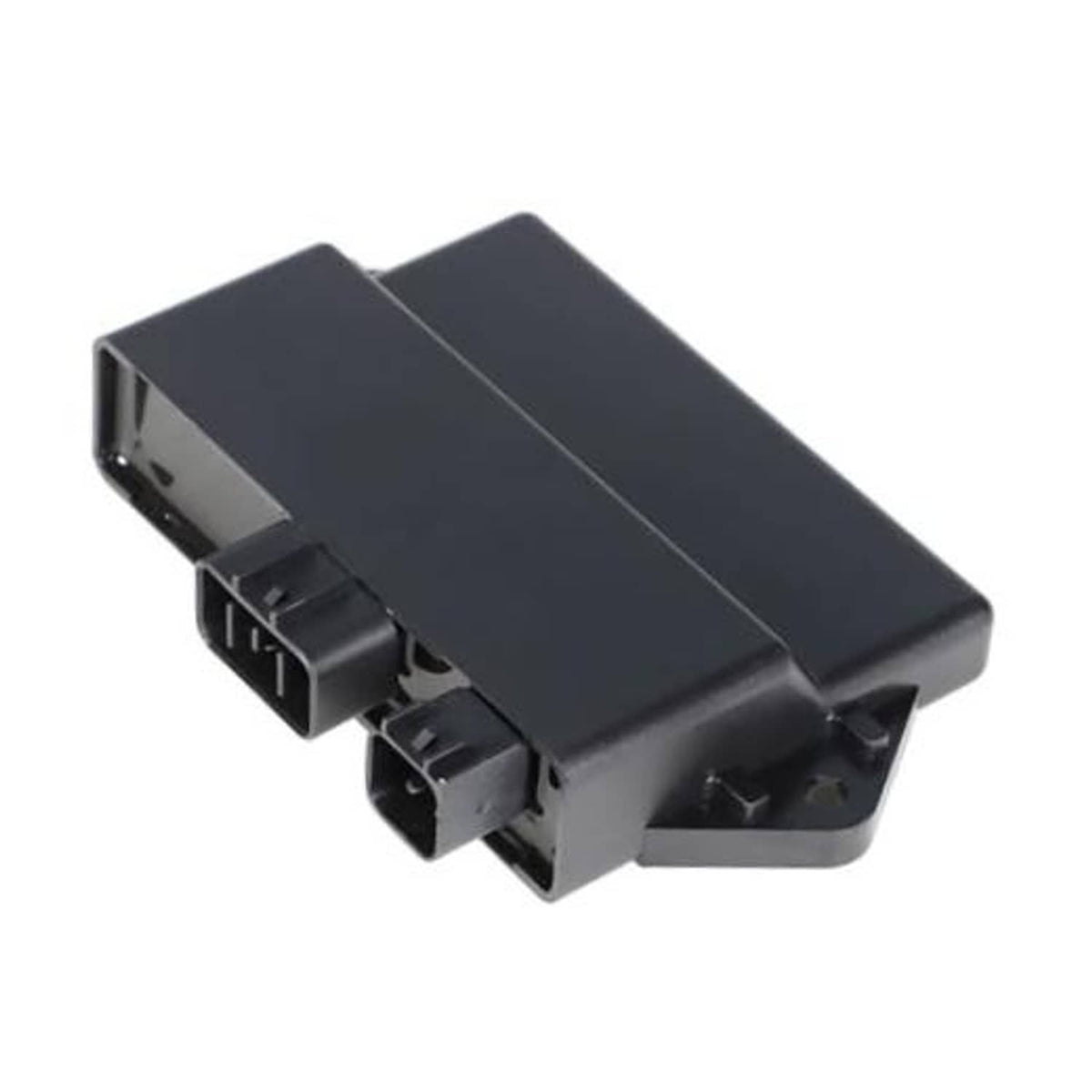 Black CDI ignition control box with electrical connectors and mounting bracket