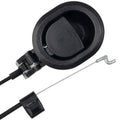 Black oval plastic recliner release pull handle with attached cable and metal hook