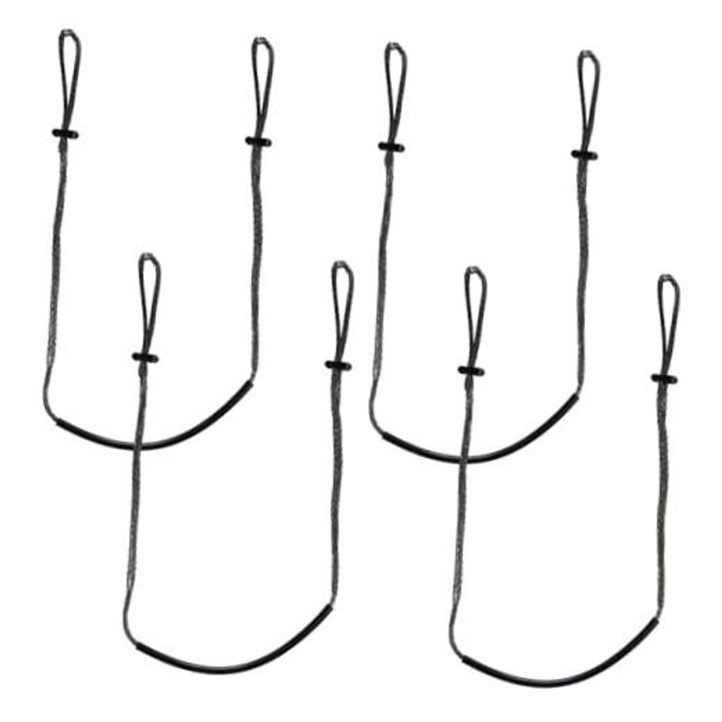 Set of four dark rope single-step climbing stick aiders with U-shaped foot loops