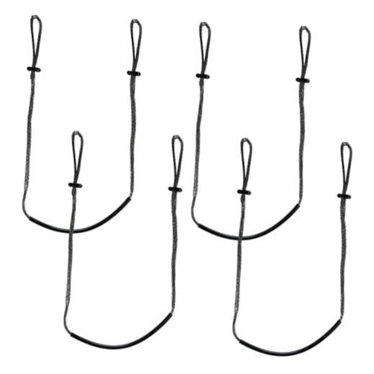 Set of four dark rope single-step climbing stick aiders with U-shaped foot loops