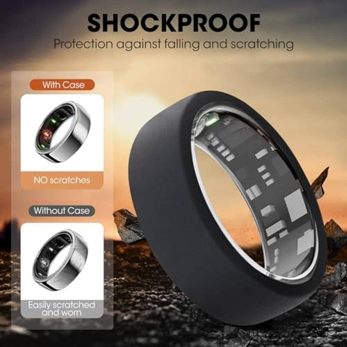 Black silicone ring cover sleeve with protective opening