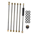 Pressure washer extension wand set with multiple metal lance sections and brass end caps