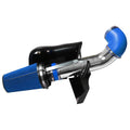 4-inch cold air intake kit with blue cone filter, aluminum tube, and black heat-shield bracket