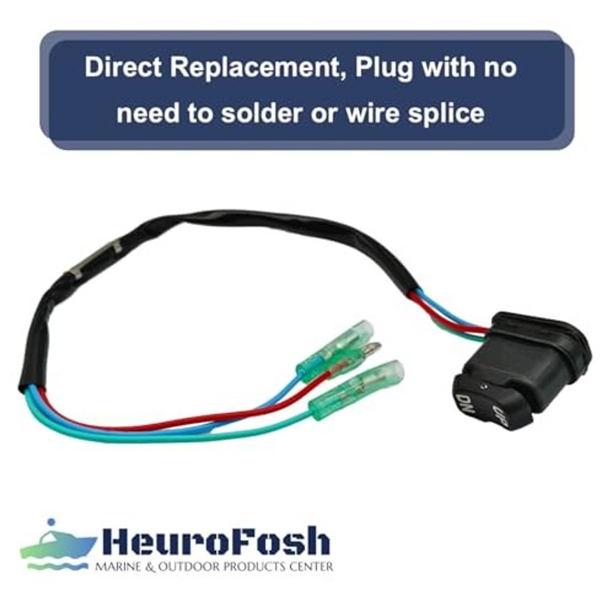 Trim & tilt switch and wiring plug, black rocker marked UP and DN with leads