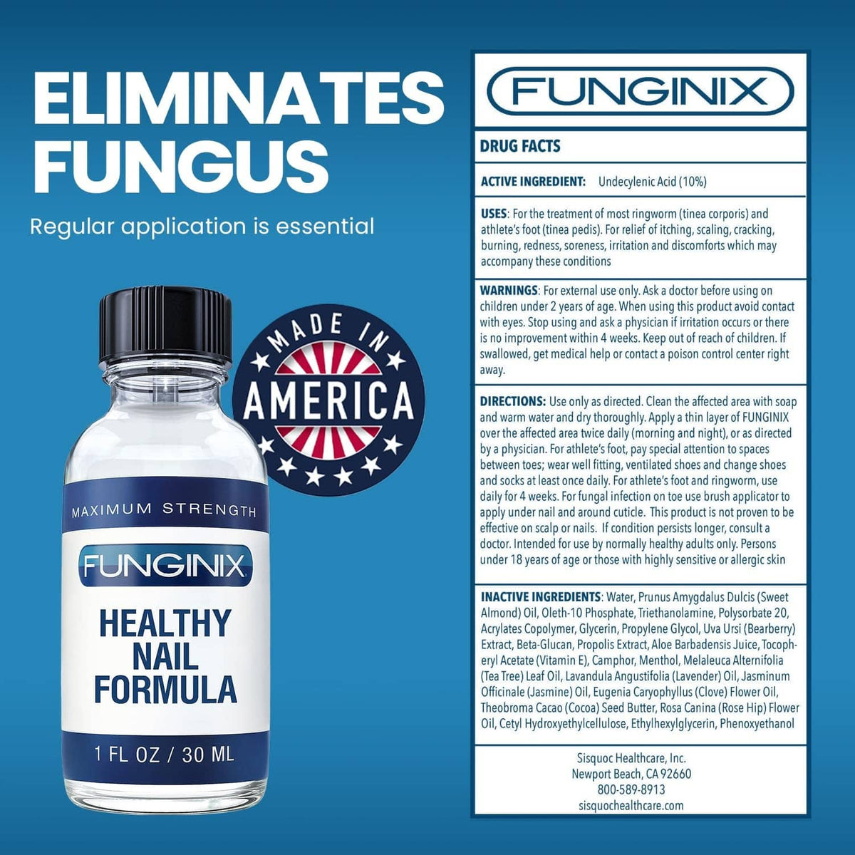 Maximum strength nail fungus treatment bottle with Healthy Nail Formula and Drug Facts panel
