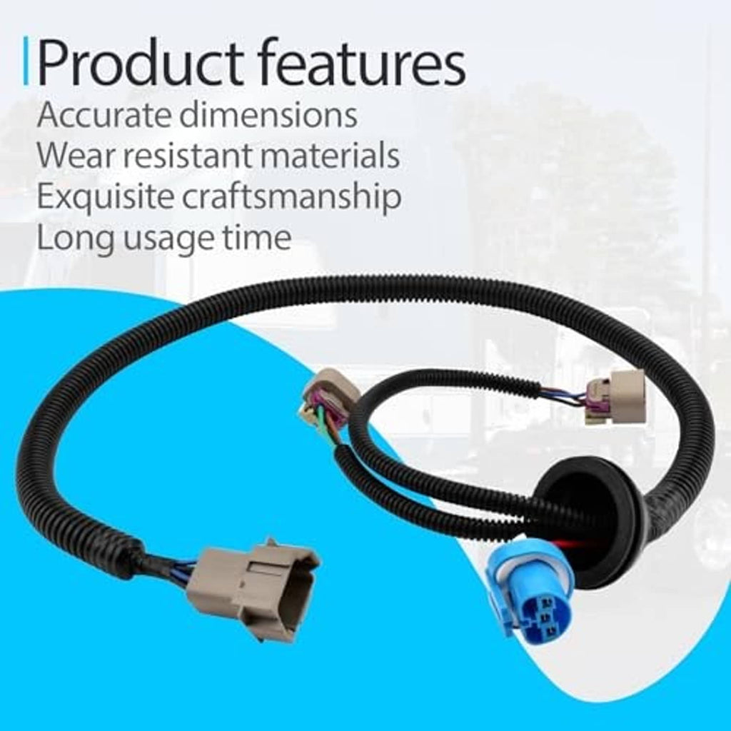 Headlight wiring harness with coiled black cable and multiple colored electrical connectors