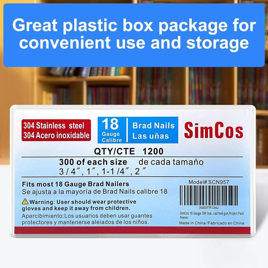 304 stainless steel brad nails storage box, 18 gauge, 1200 pcs