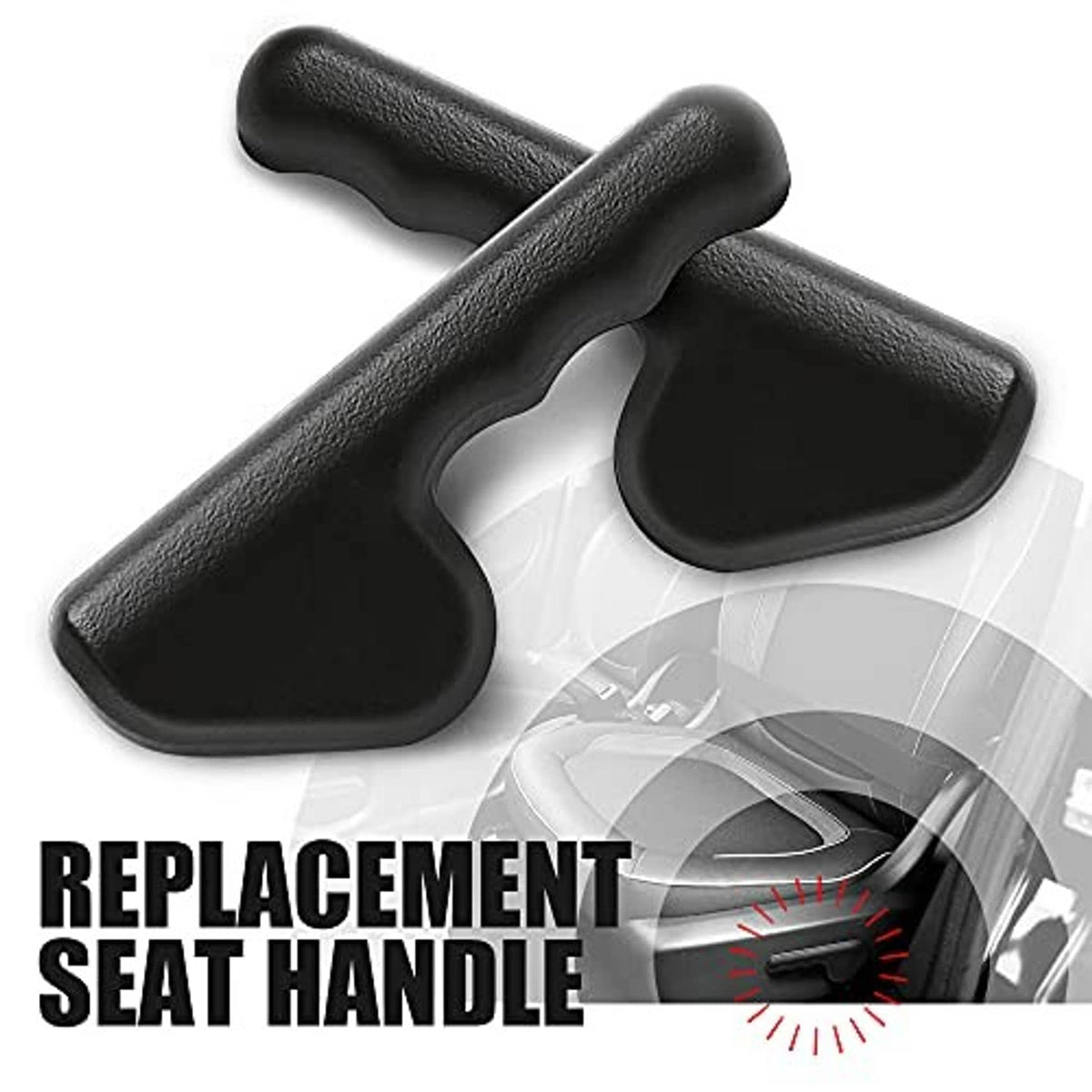 Black textured replacement seat handle pair with curved ends and raised base