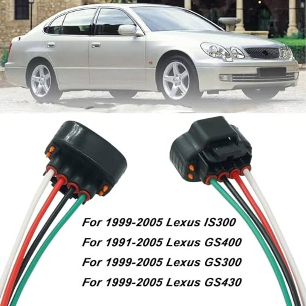 4-pin throttle sensor connector pigtail with dark plugs and red, green, and white wire leads