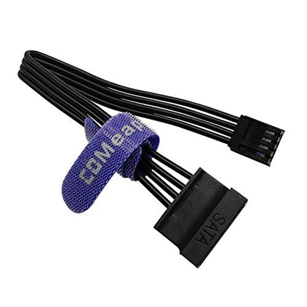 Black 4-pin floppy drive FDD to SATA power adapter cable with SATA plug end