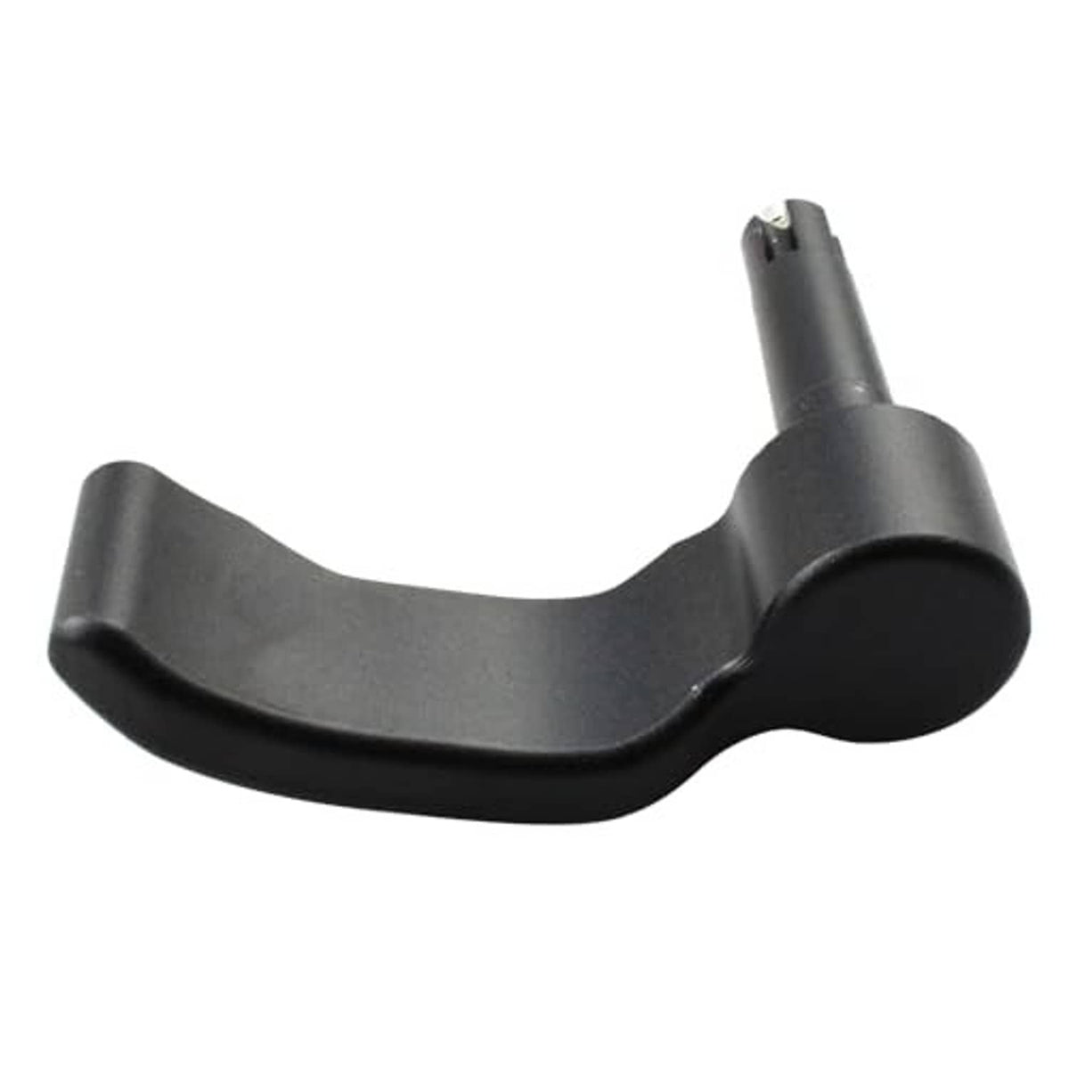 Black thumb throttle lever with rounded end cap and mounting stud