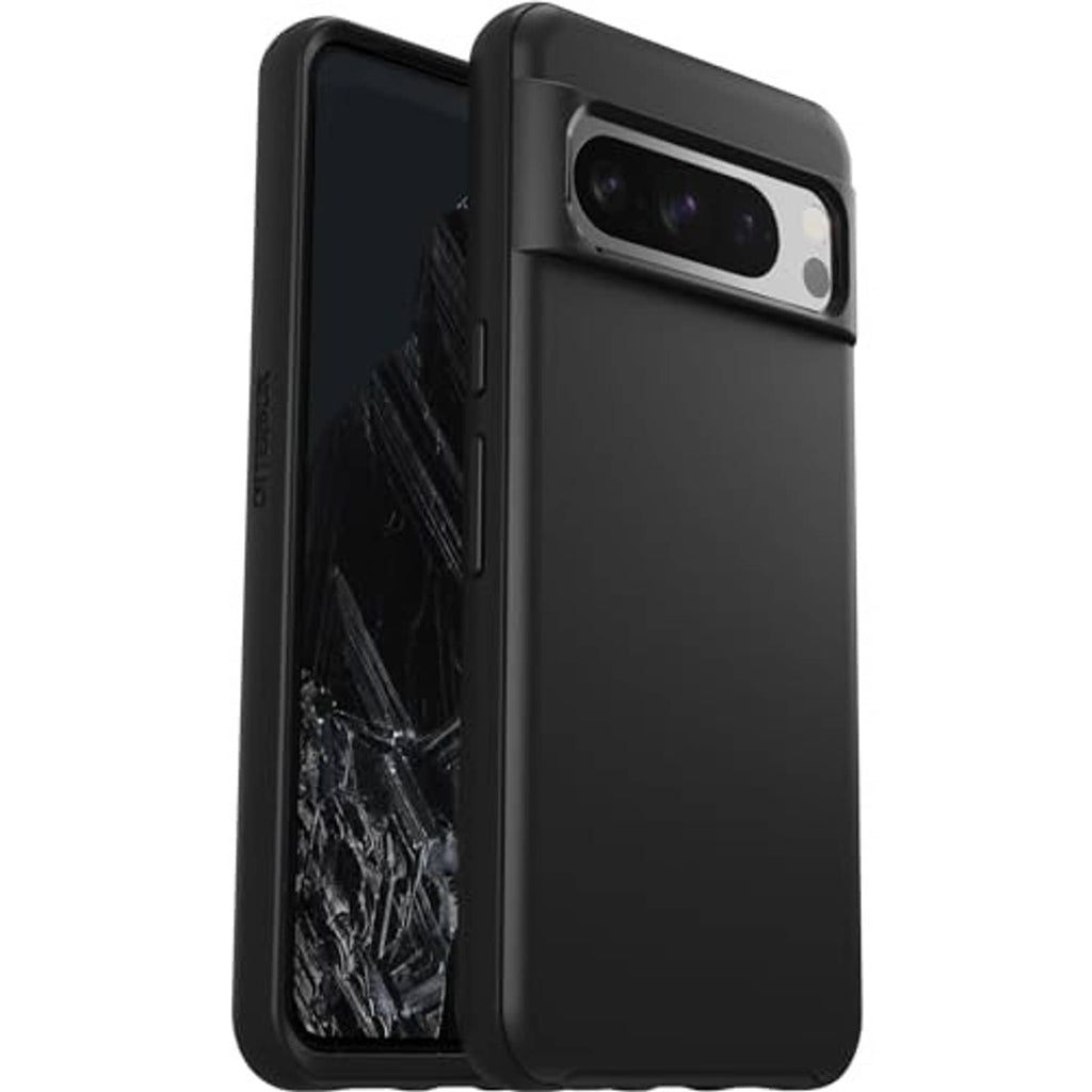 Black Pixel 8 Pro case back view with dual-lens camera opening and smooth finish