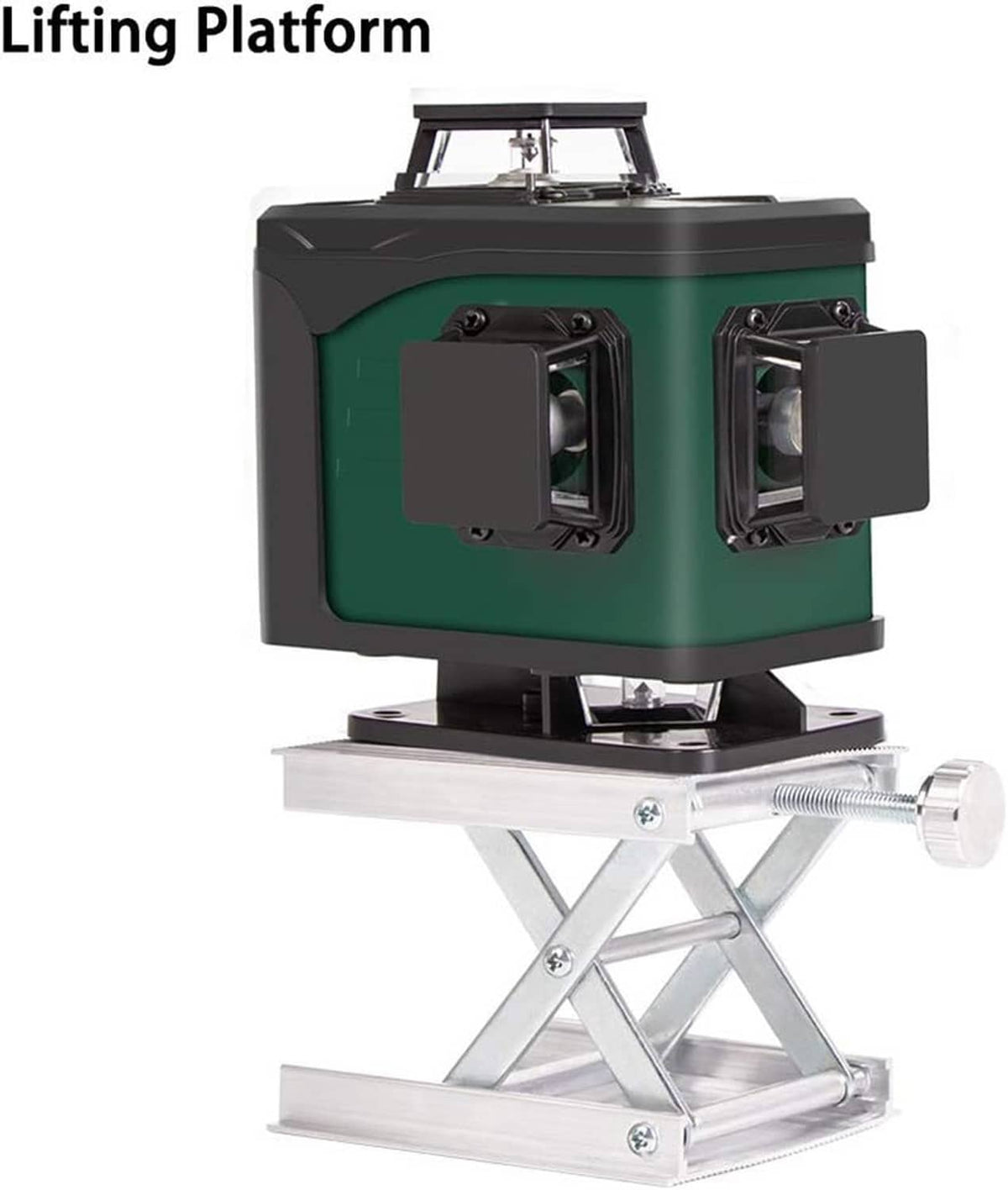 Laboratory lifting platform jack with round hand knob and scissor mechanism, silver