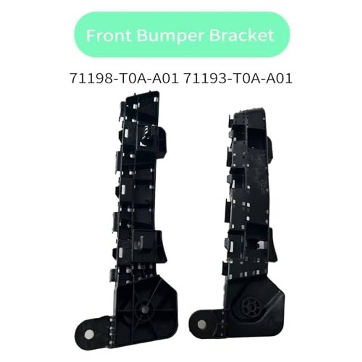 Black front bumper bracket pair with mounting arms and circular mounting holes