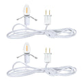 2-pack C7 LED bulb lamp cord set with white cord, E12 sockets, and plug.