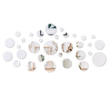 Silver circular acrylic mirror tile stickers set in assorted sizes