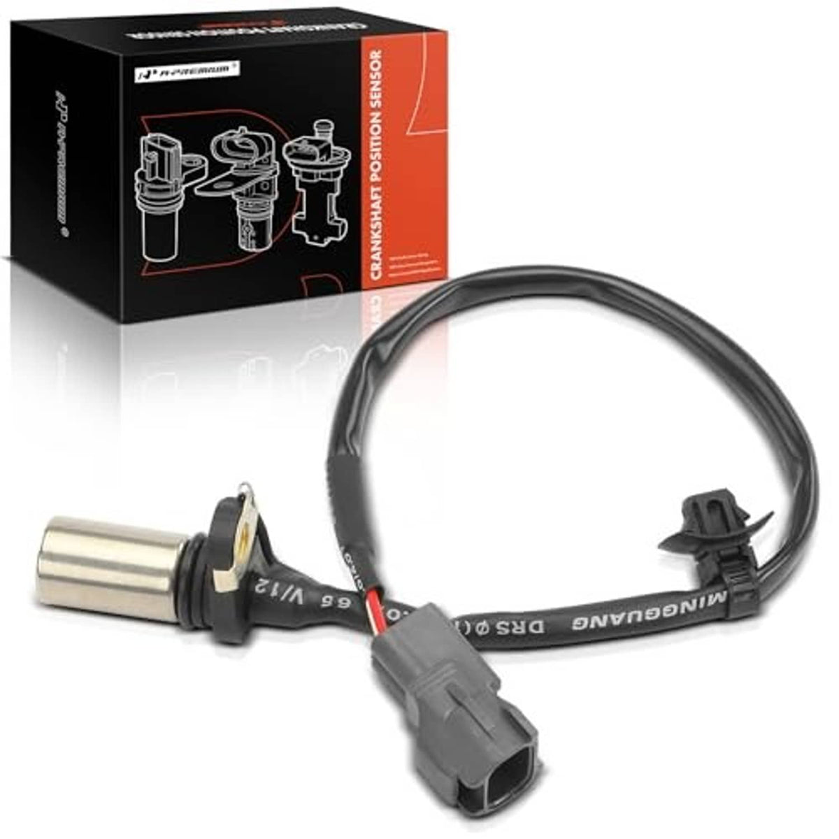 Crankshaft position sensor kit with black wiring harness and gray 2-pin plug