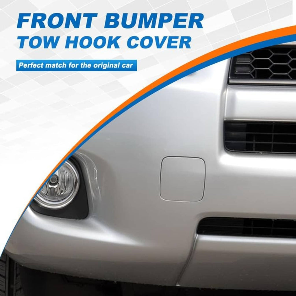 Front bumper tow hook cover cap, square light gray unpainted insert