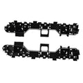 Black front bumper bracket reinforcement bar with center square opening and mounting tabs