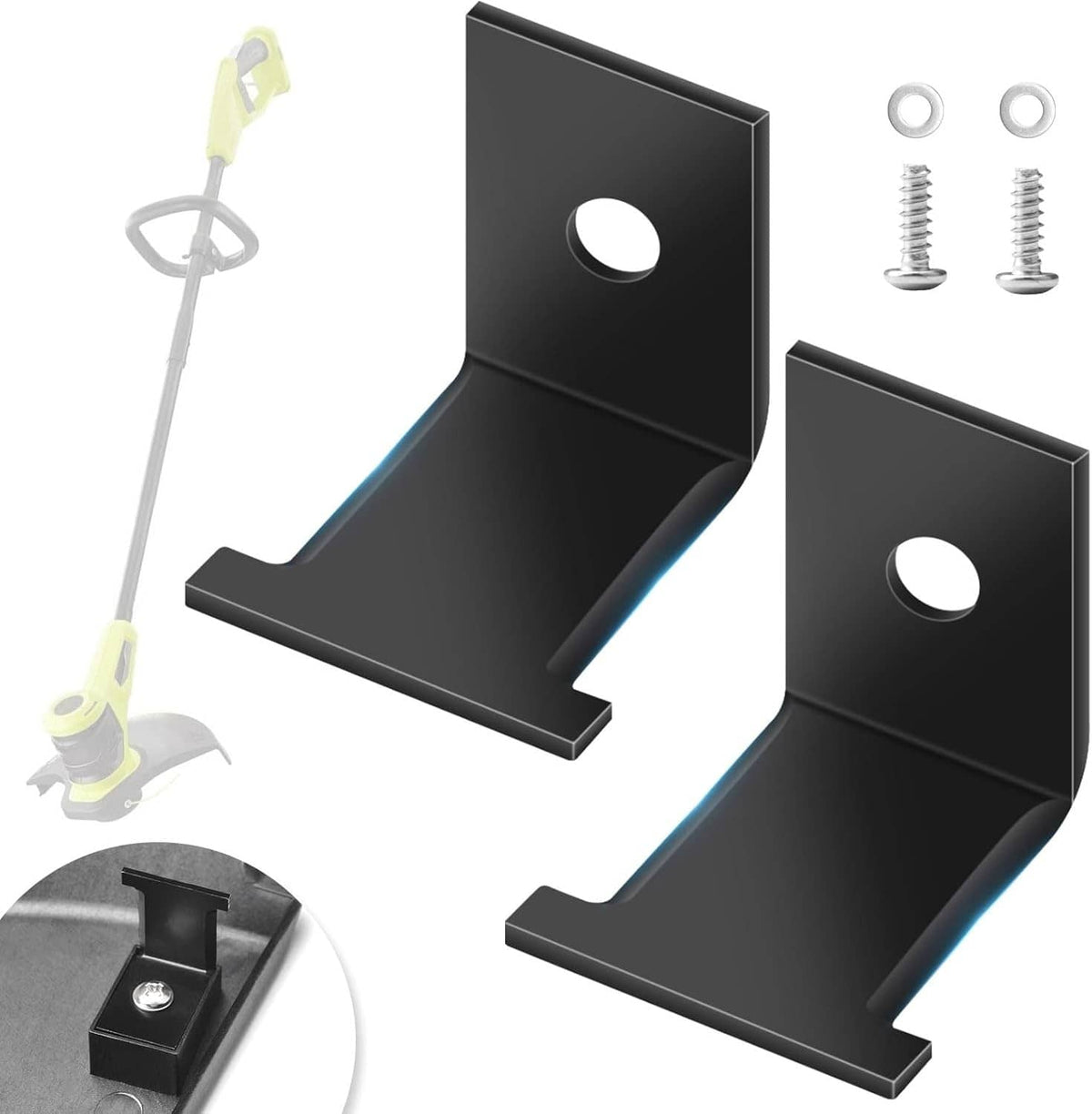 Replacement line cut-off blades: two black brackets with slot holes and screws