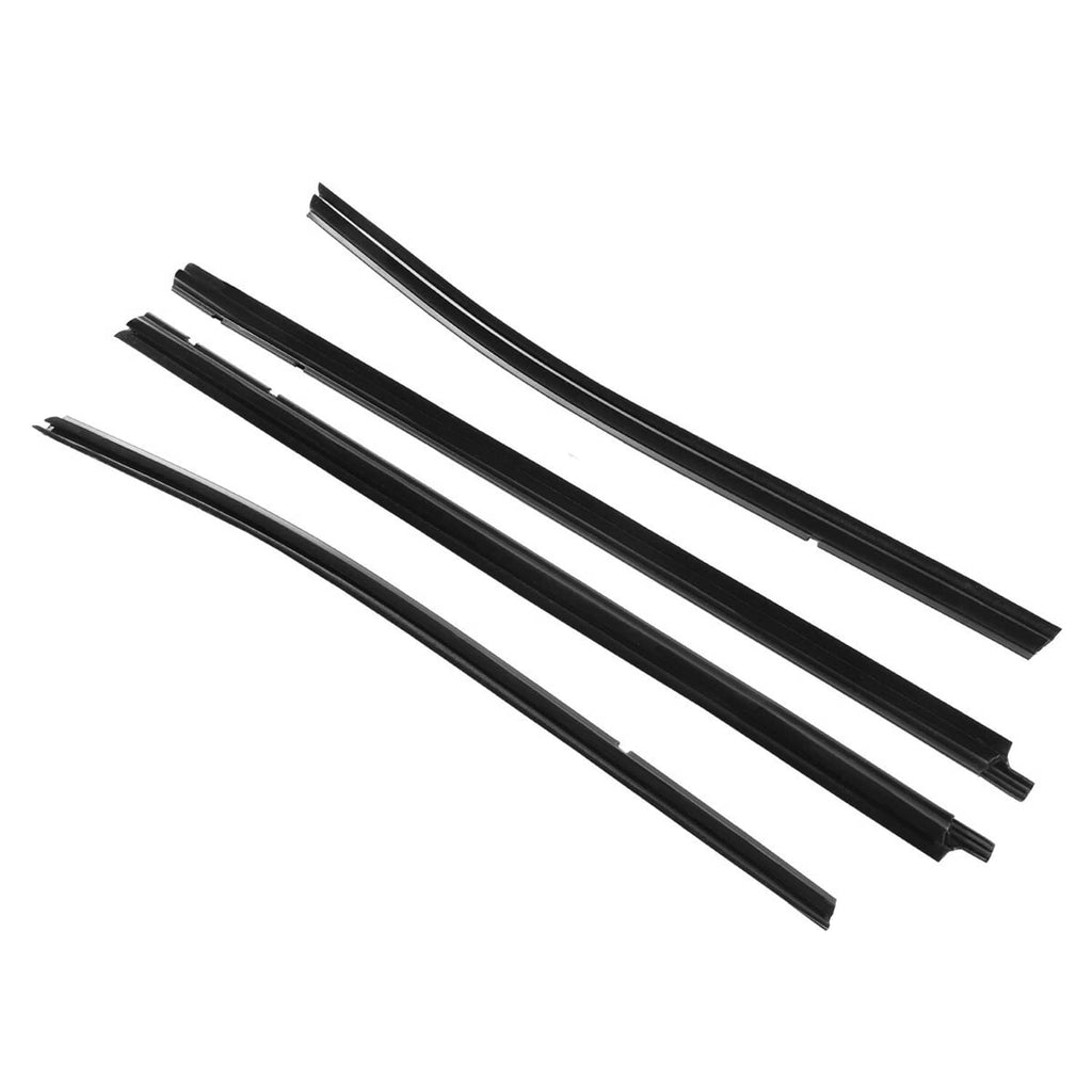 Set of black window weatherstrip trim seals, multiple long channel strips