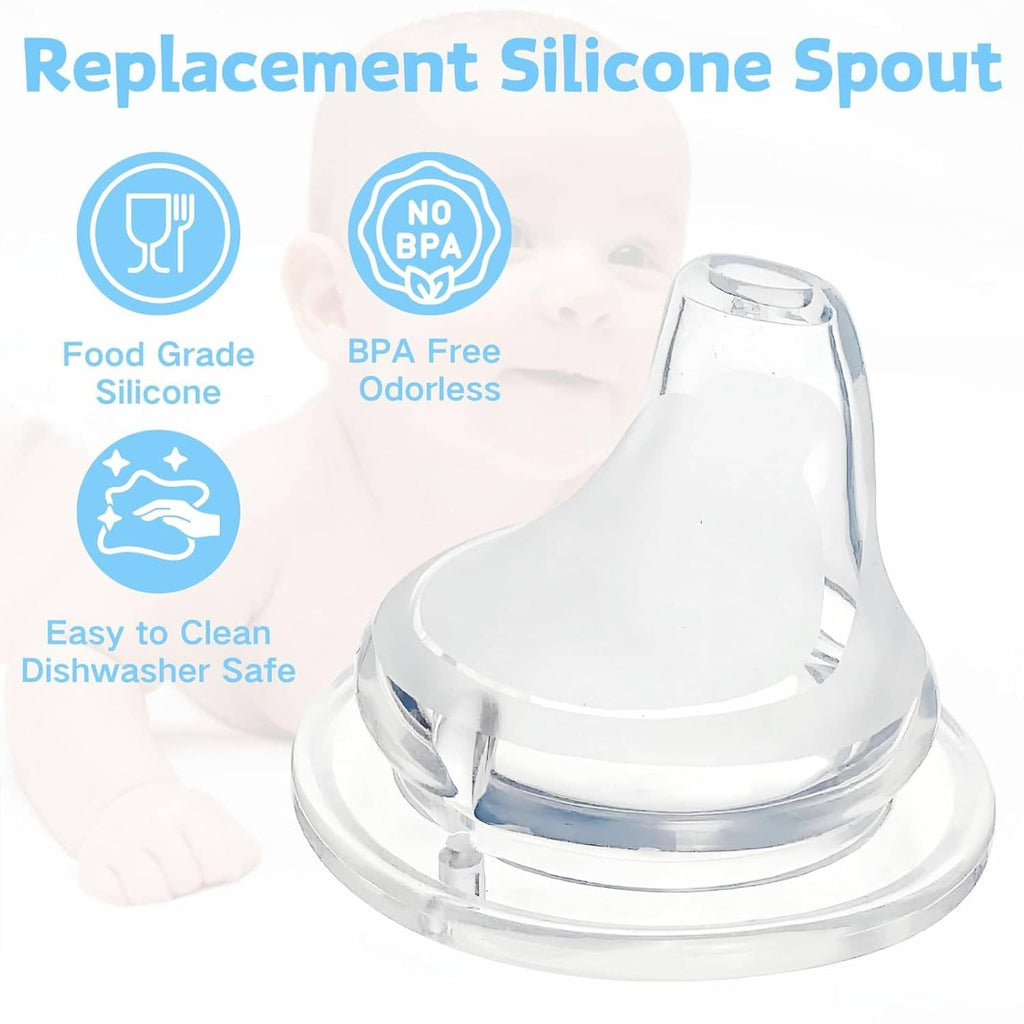 Replacement silicone spout with clear rim and air vent hole for NUK-compatible bottles