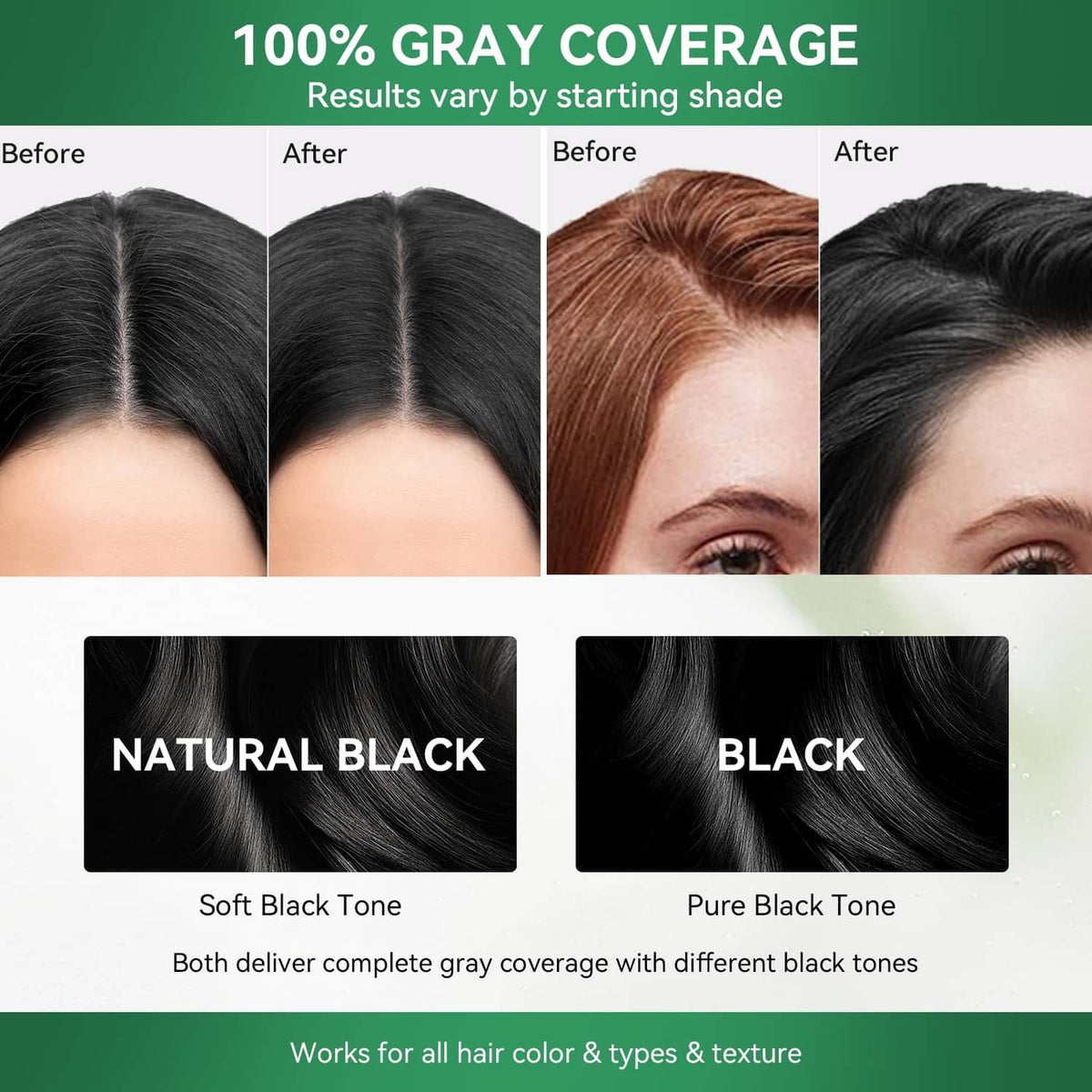 Gray coverage hair dye shampoo results on dark hair before and after