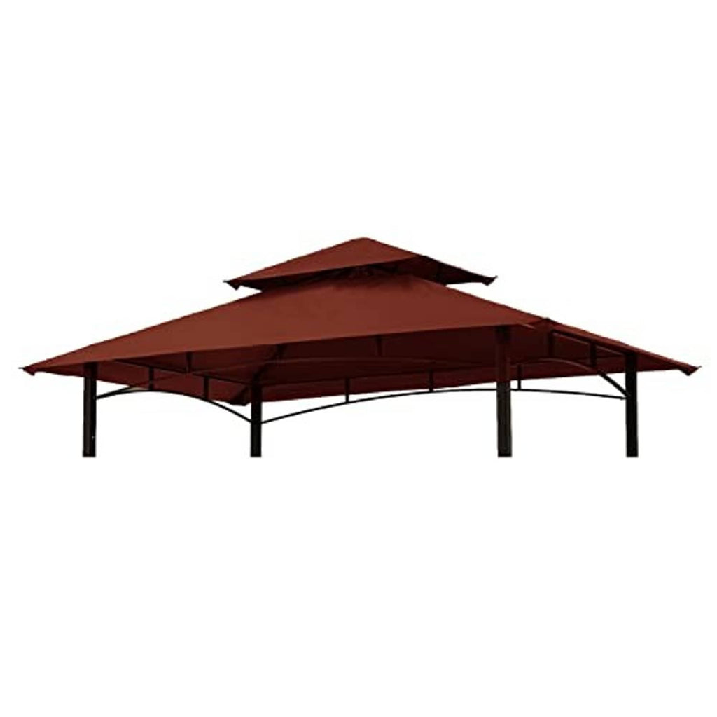 Burgundy replacement grill gazebo canopy roof with peaked vents and black support frame