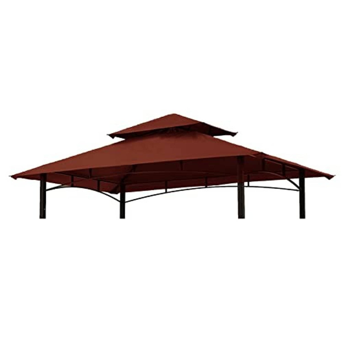 Burgundy replacement grill gazebo canopy roof with peaked vents and black support frame