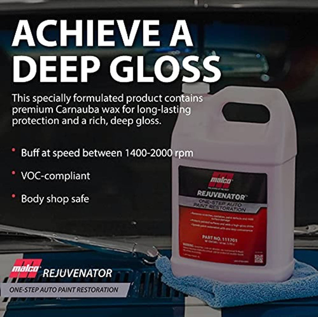 Auto paint restoration bottle promoting deep gloss on car surface