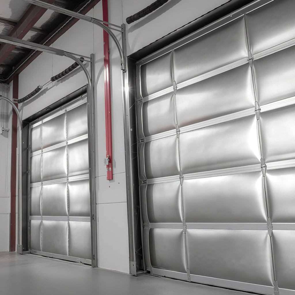 Double reflective aluminum foil radiant barrier panels on garage wall