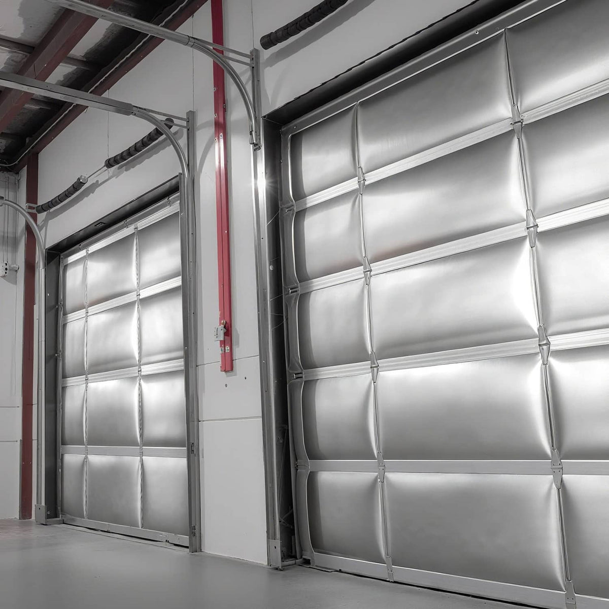 Double reflective aluminum foil radiant barrier panels on garage wall