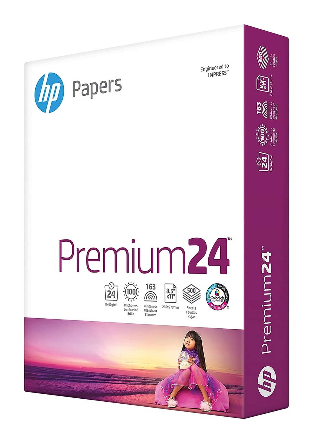 HP Premium24 printer paper ream box, 8.5 x 11, 24 lb, 500 sheets